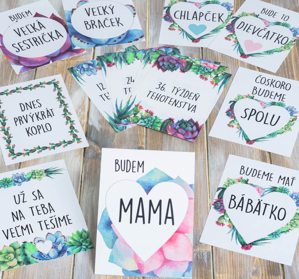 E-shop Tehotenské míľnikové kartičky na fotenie - MAMA kaktus