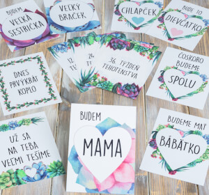 Tehotenské míľnikové kartičky na fotenie - MAMA kaktus