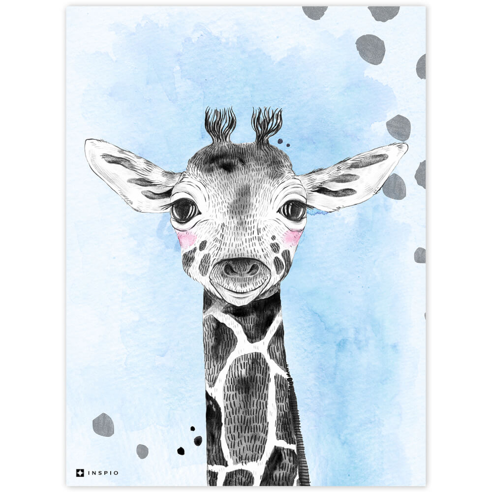 E-shop Obraz s rámom do detskej izby - Farebný so žirafou