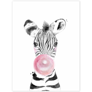 Obraz na stenu - Zebra s ružovou bublinou