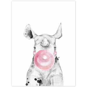 Obraz na stenu - Nosorožec s ružovou bublinou