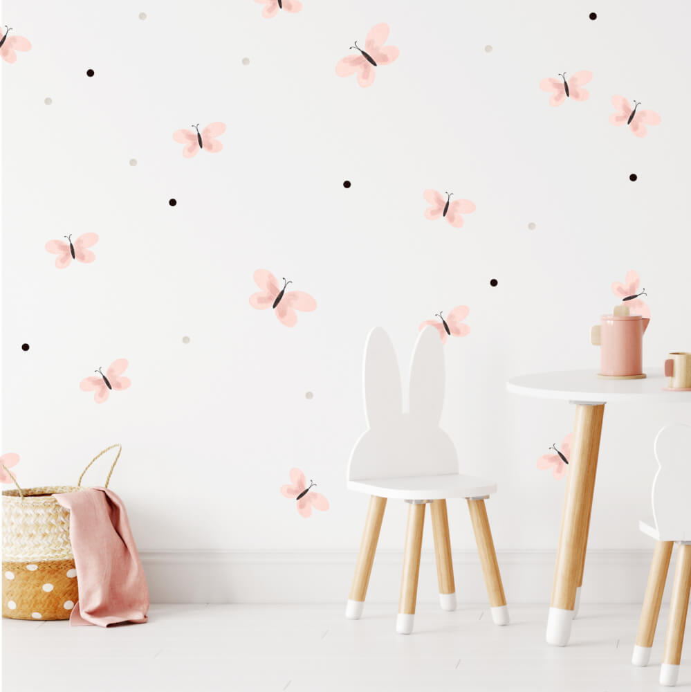 E-shop Akvarelové samolepky - Ružové motýliky