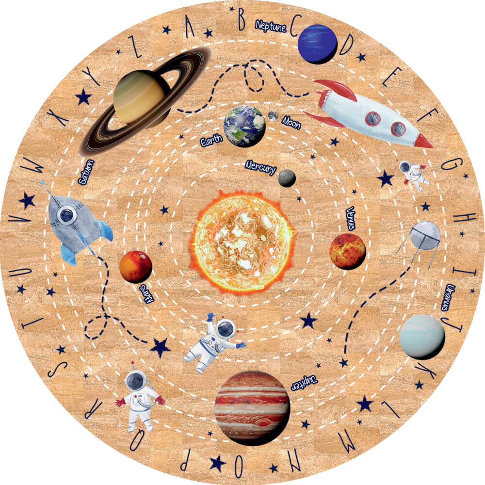 E-shop Kruhový koberec z korku - Vesmír planéty