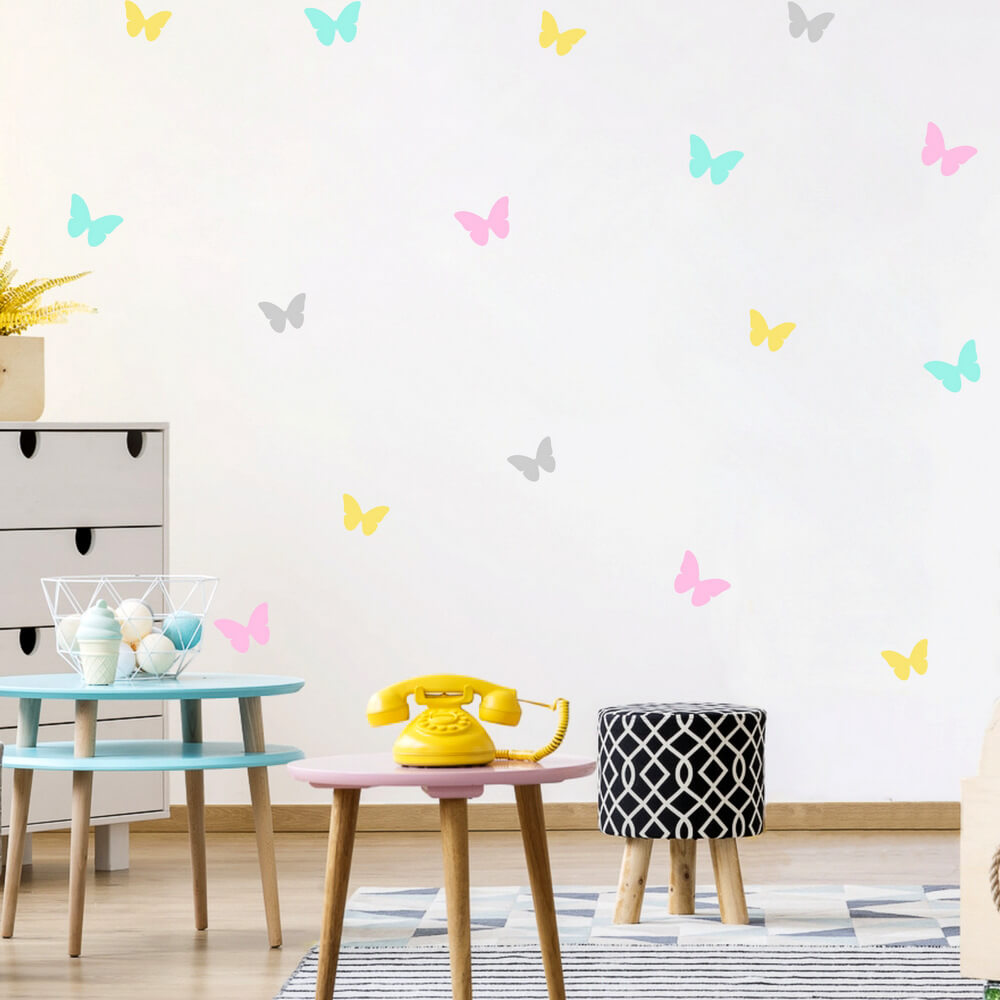 E-shop Nálepky do detskej izby - Hravé farebné motýliky