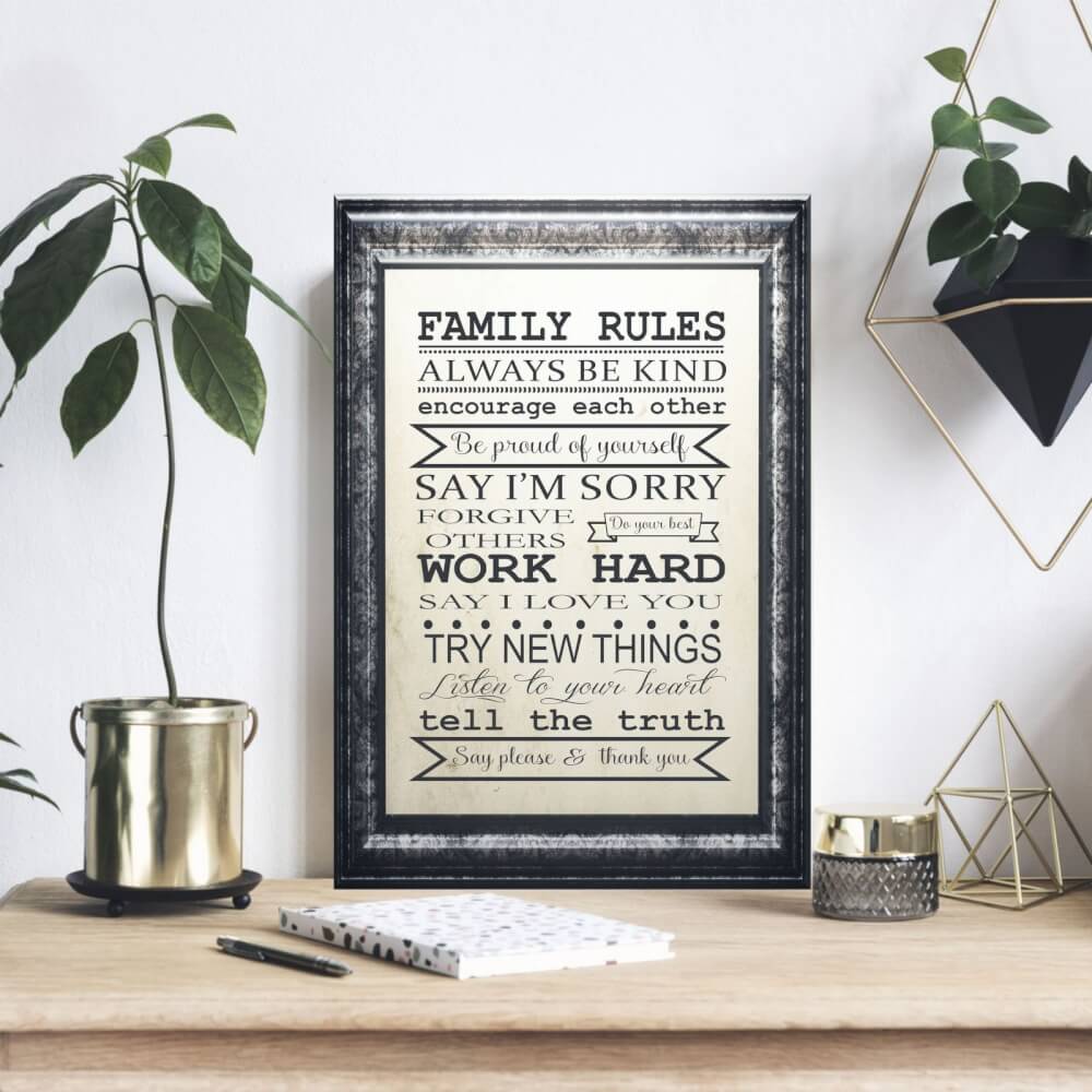 Obraz na stenu - Family Rules (v anglickom jazyku)