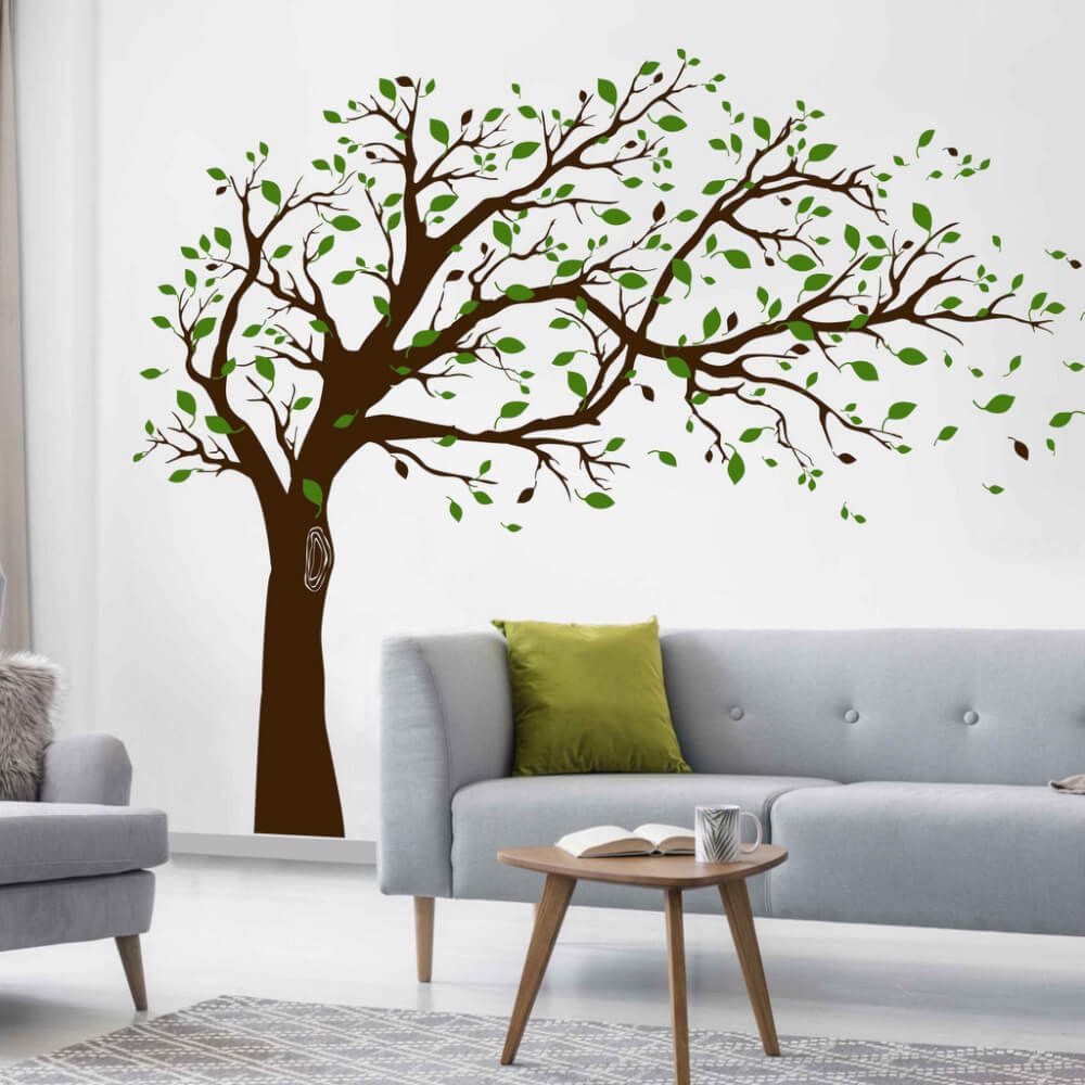 E-shop Listnatý strom na stenu, nálepky do obývačky