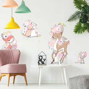 Nálepka na stenu - Floral animals