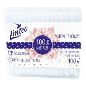 Papierové vatové tyčinky 100% natural Linteo 100 ks v boxe