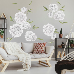 Samolepiace tapety kvetov - Pivonky biele